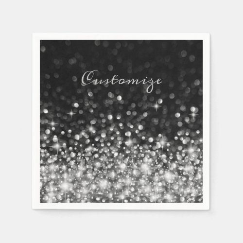 Personalized Silver Sparkle Napkins