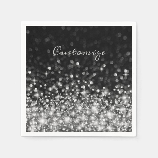Personalized Silver Sparkle Napkins (Front)
