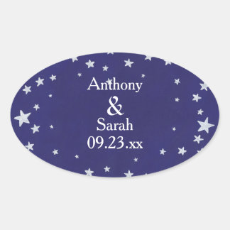 Personalized Silver Stars Blue Save date Stickers