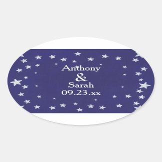Personalized Silver Stars Blue Save date Stickers