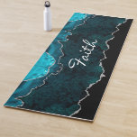Personalized Silver &amp; Teal Agate Yoga Mat