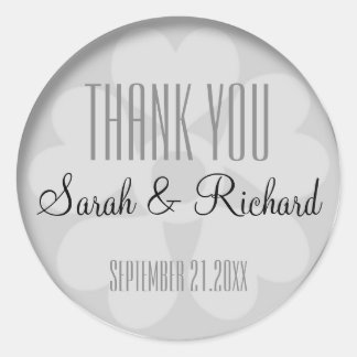 Personalized Silver Thank You Wedding Classic Round Sticker