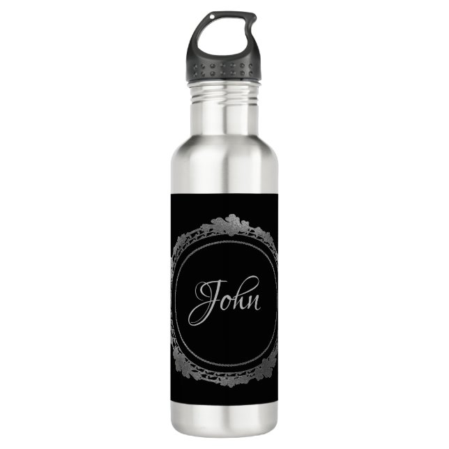 Personalized silver water bottle (Front)