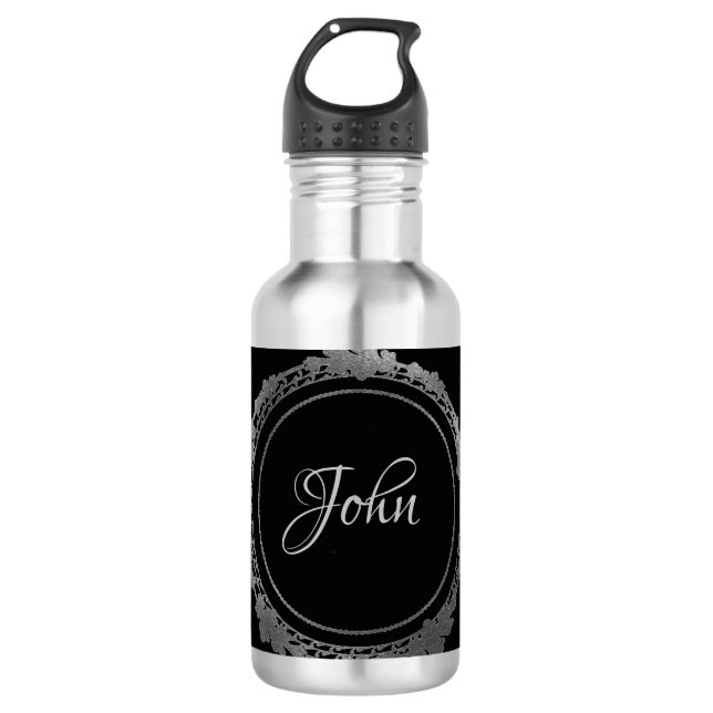 Personalized silver water bottle (Front)
