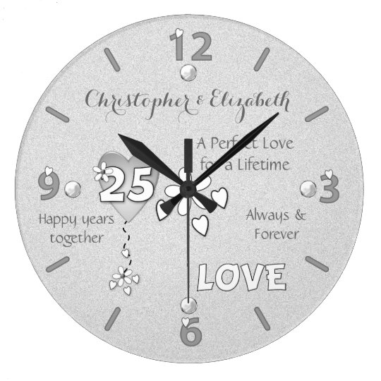Personalized Silver Wedding 25th Anniversary Clock Zazzle Personalized Silver Wedding 25th Anniversary Clock