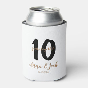 personalized simple 10 years anniversary name date can cooler