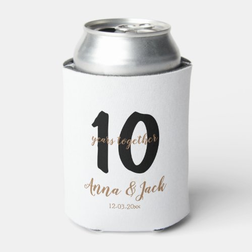 personalized simple 10 years anniversary name date can cooler