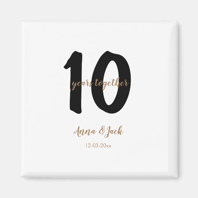 personalized simple 10 years anniversary name date magnet (Front)