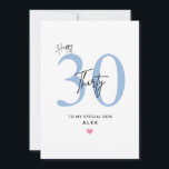 Personalized Simple 30th Birthday Card Son<br><div class="desc">Personalized Simple 30th Birthday Card Son: Celebrate your son’s milestone in the sweetest way with this simple dusty blue 30th birthday card. The design features a dusty blue number “30”, elegant script text, and a small heart accent — creating a timeless look that perfectly expresses love and pride. This card...</div>