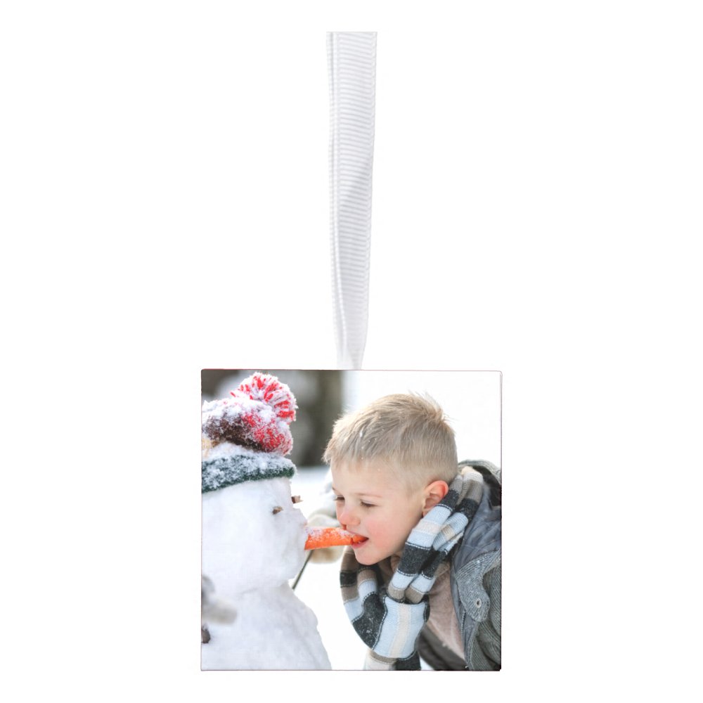 Disover Personalized Simple 4 Photos Red Cube Ornament