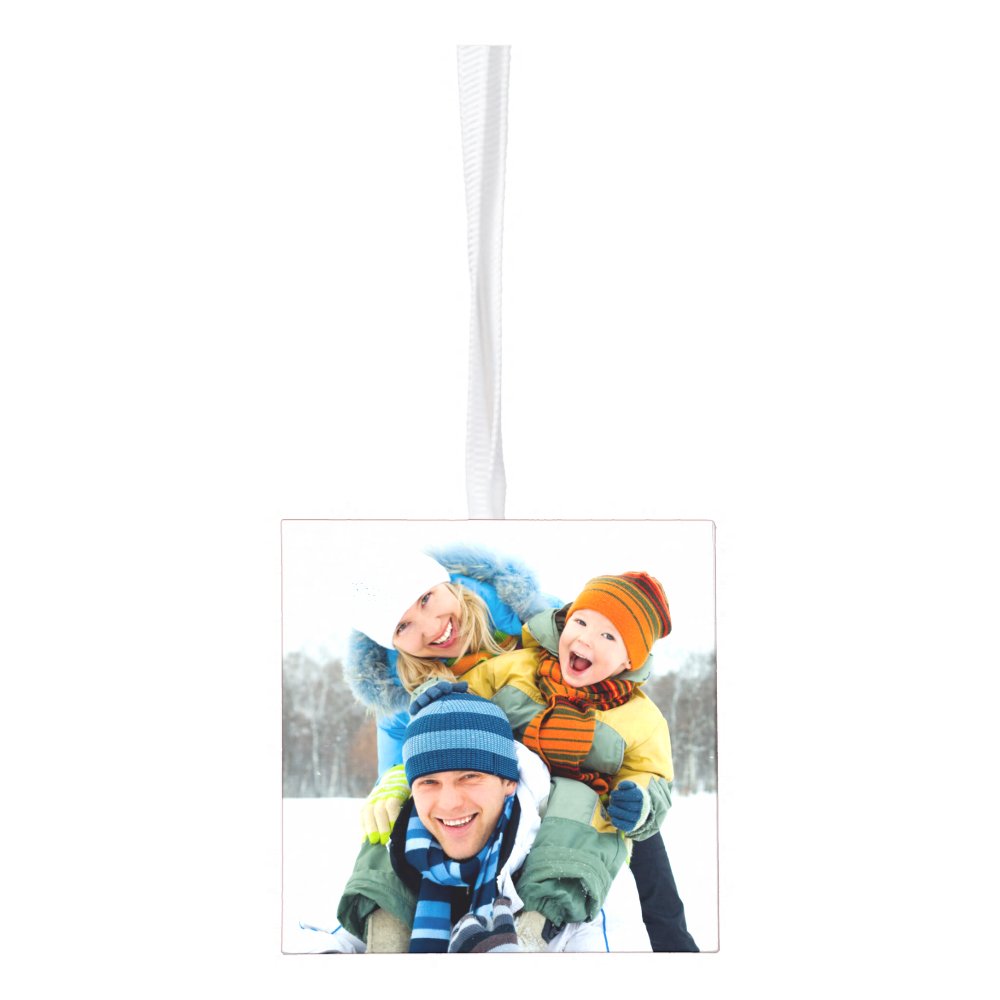 Disover Personalized Simple 4 Photos Red Cube Ornament