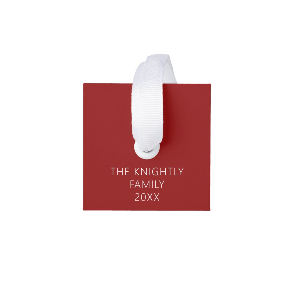 Disover Personalized Simple 4 Photos Red Cube Ornament