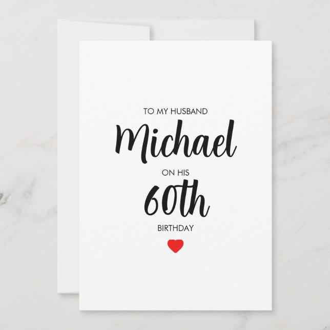 Personalized Simple 60th Birthday Card For Him (Front)