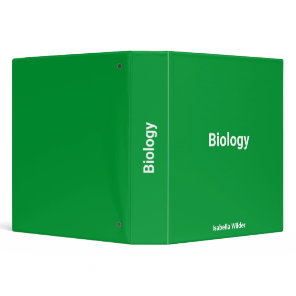 Personalized Simple biology/Science Green 3 Ring Binder