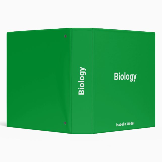 Personalized Simple biology/Science Green 3 Ring Binder (Background)