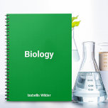 Personalized Simple biology/Science Green Notebook<br><div class="desc">Discover our Biology/Science notebook in "Shamrock Green." Enhance productivity and focus with this vibrant hue. Green's natural essence aligns perfectly with life sciences,  deepening your connection to biology. Create an organized,  engaging study space for optimal understanding.</div>