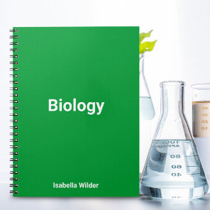 Personalized Simple biology/Science Green Notebook
