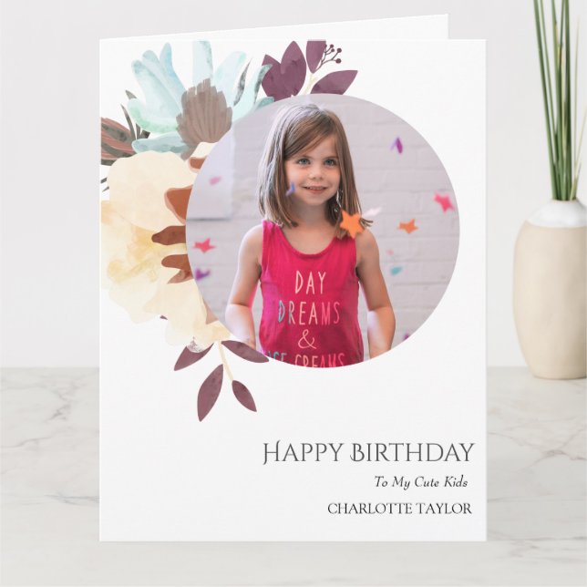 Personalized Simple Birthday Stylish Fun Photo Car Card (Front)