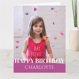 Personalized Simple Birthday Stylish Fun Photo Car Card