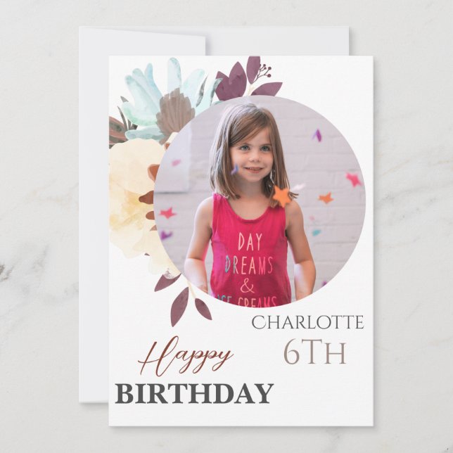 Personalized Simple Birthday Stylish Fun Photo Card (Front)