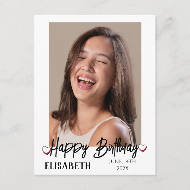 Personalized Simple Birthday Stylish Fun Photo Postcard (Front)
