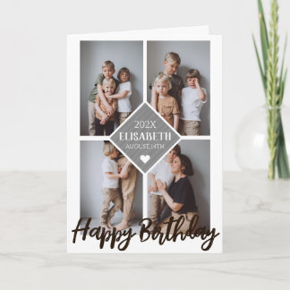Personalized Simple Birthday Stylish Photo Collage Card