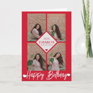 Personalized Simple Birthday Stylish Photo Collage Card