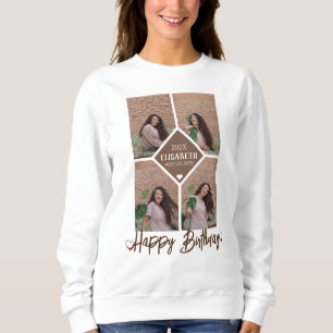 Personalized Simple Birthday Stylish Photo Collage Sweatshirt