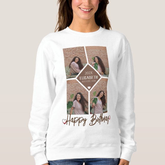 Personalized Simple Birthday Stylish Photo Collage Sweatshirt (Front)