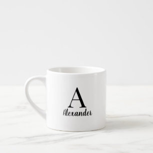 Personalized Simple Black Monogram Name Espresso Cup