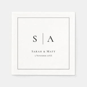 Personalized Simple Black Wedding Napkins