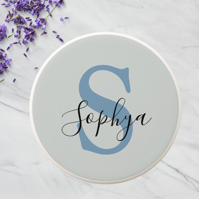 Personalized Simple Blue Monogram PopSocket (Creator Uploaded)
