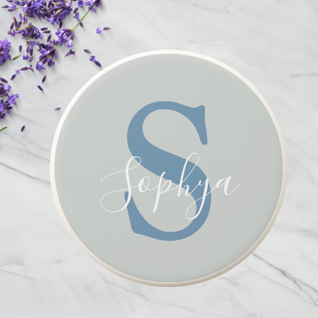 Personalized Simple Blue Monogram PopSocket (Creator Uploaded)