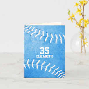 personalized simple blue softball sports card
