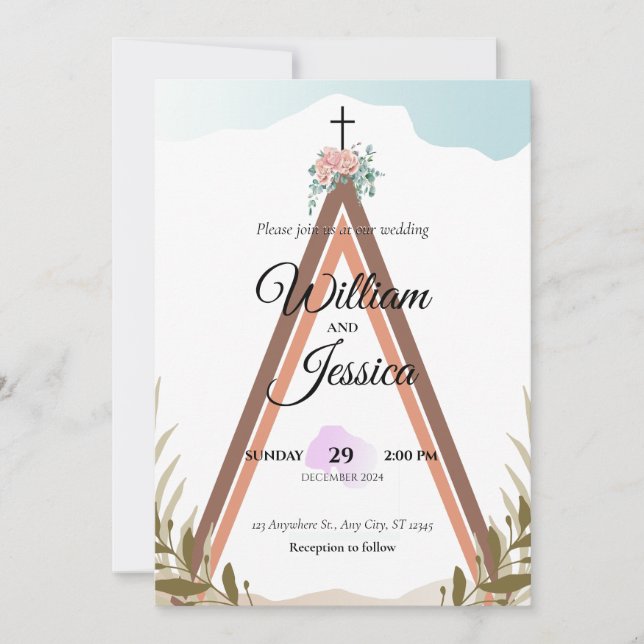 Personalized Simple Boho Wedding Invitation  (Front)