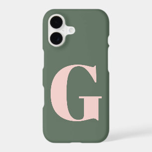 Personalized Simple Bold Monogram Pink and Green iPhone 17 Case