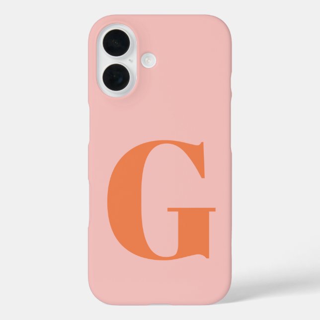 Personalized Simple Bold Monogram Pink and Orange  Case-Mate iPhone Case (Back)