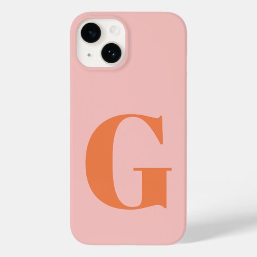 Personalized Simple Bold Monogram Pink and Orange  Case_Mate iPhone 14 Case