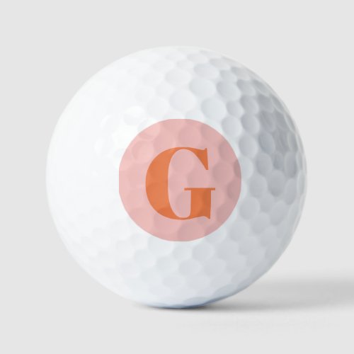 Personalized Simple Bold Monogram Pink and Orange Golf Balls
