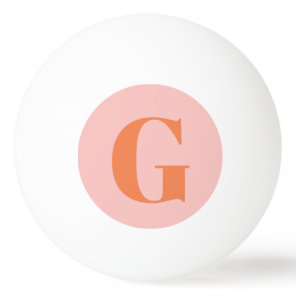 Personalized Simple Bold Monogram Pink and Orange Ping Pong Ball