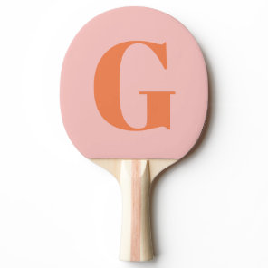 Personalized Simple Bold Monogram Pink and Orange Ping Pong Paddle