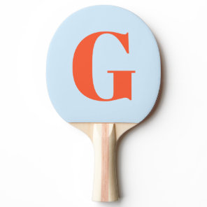 Personalized Simple Bold Monogram Soft Blue Orange Ping Pong Paddle