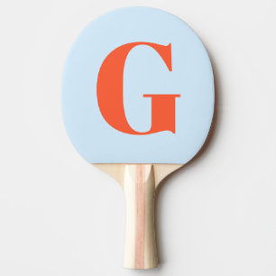 Personalized Simple Bold Monogram Soft Blue Orange Ping Pong Paddle