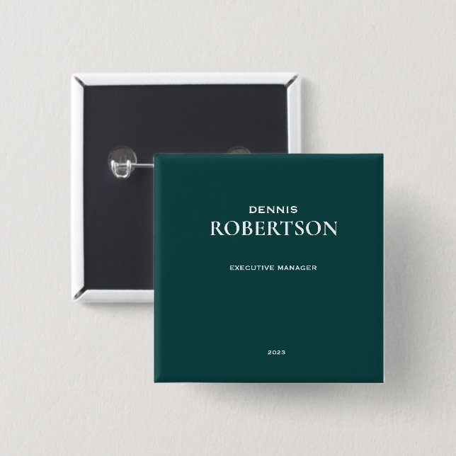 Personalized simple business teal button (Front & Back)