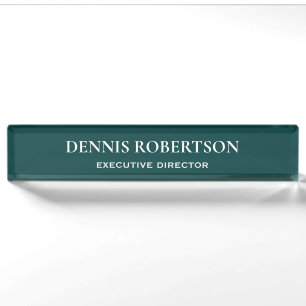 Personalized simple business teal desk name plate