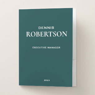 Personalized simple business teal pocket folder