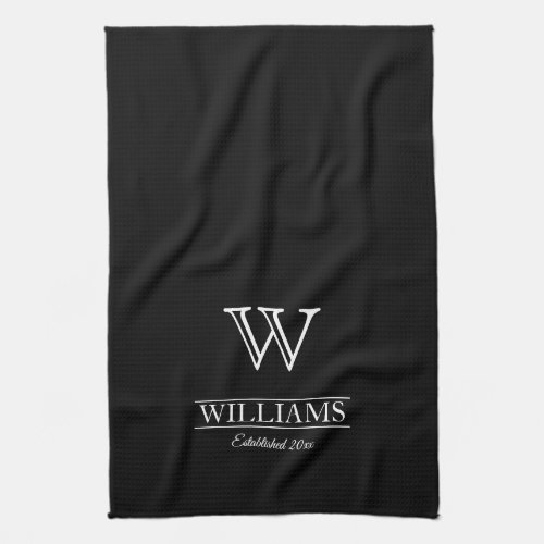Personalized Simple Classic Monogram Family Name Kitchen Towel