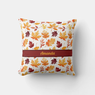 Personalized Simple Colorful Autumn Leaves Throw Pillow