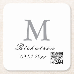 Personalized simple custom Square QR cord office Paper Coaster