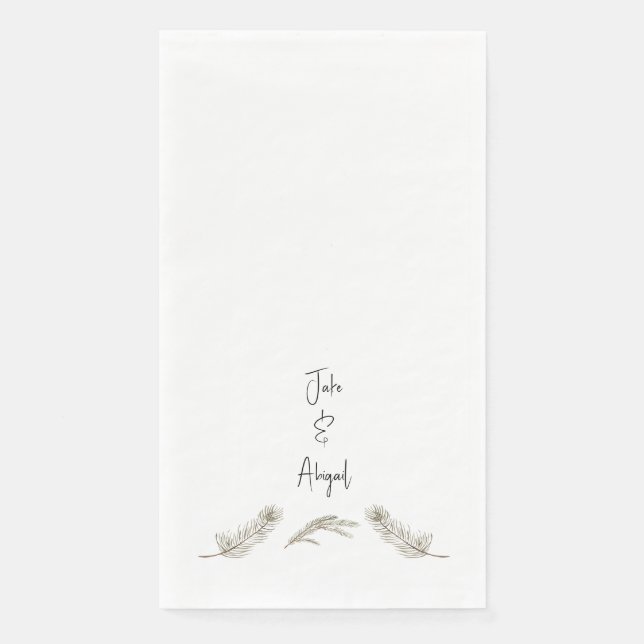 Personalized Simple Custom Watercolor Pine Bough Paper Guest Towels (Front)